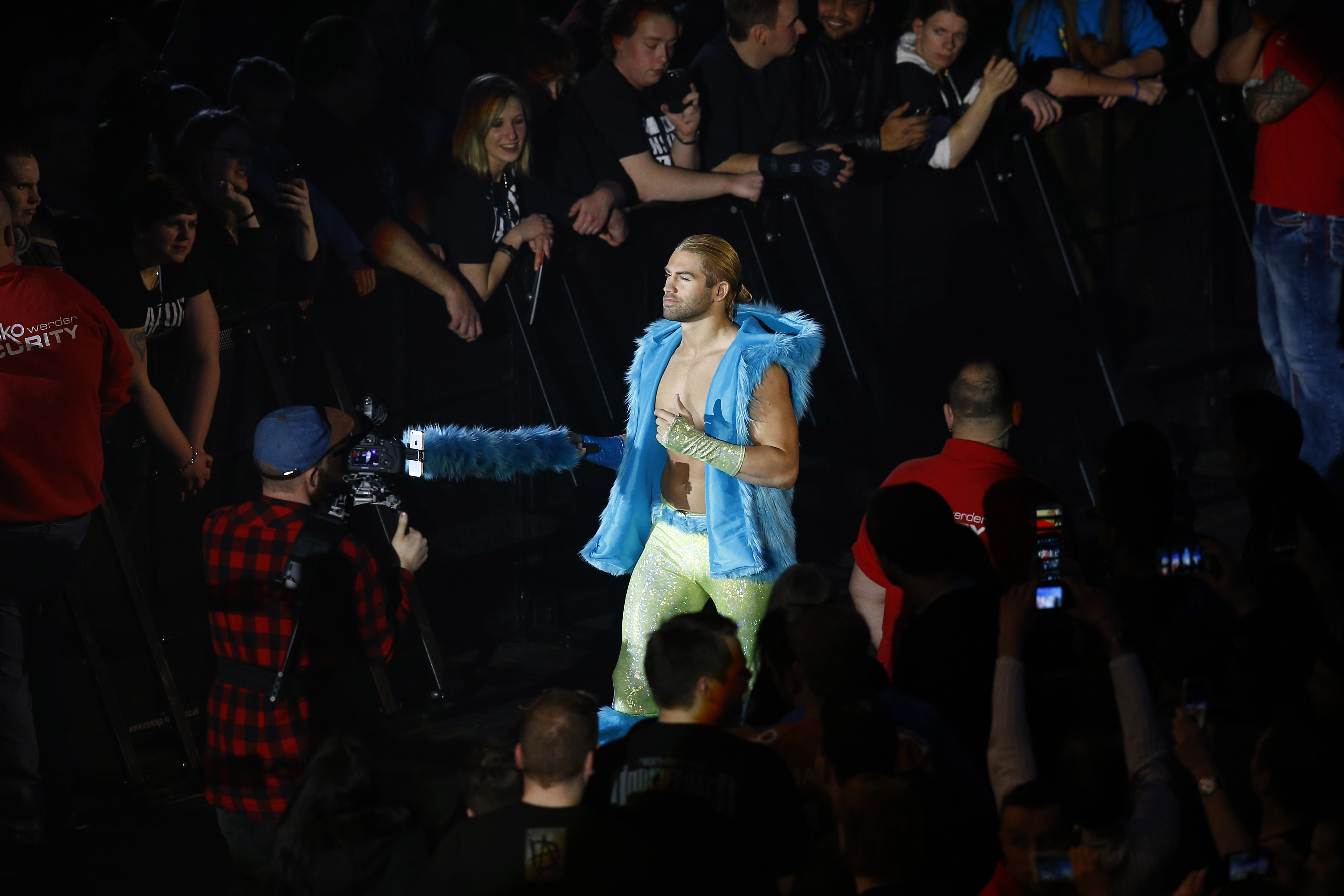BREMEN, GERMANY - FEBRUARY 10:   Tyler Breeze during WWE Germany Live Bremen -  Road To Wrestlemania at OVB-Arena on February 10, 2016 in Bremen, Germany.  (Photo by Joachim Sielski/Bongarts/Getty Images)
