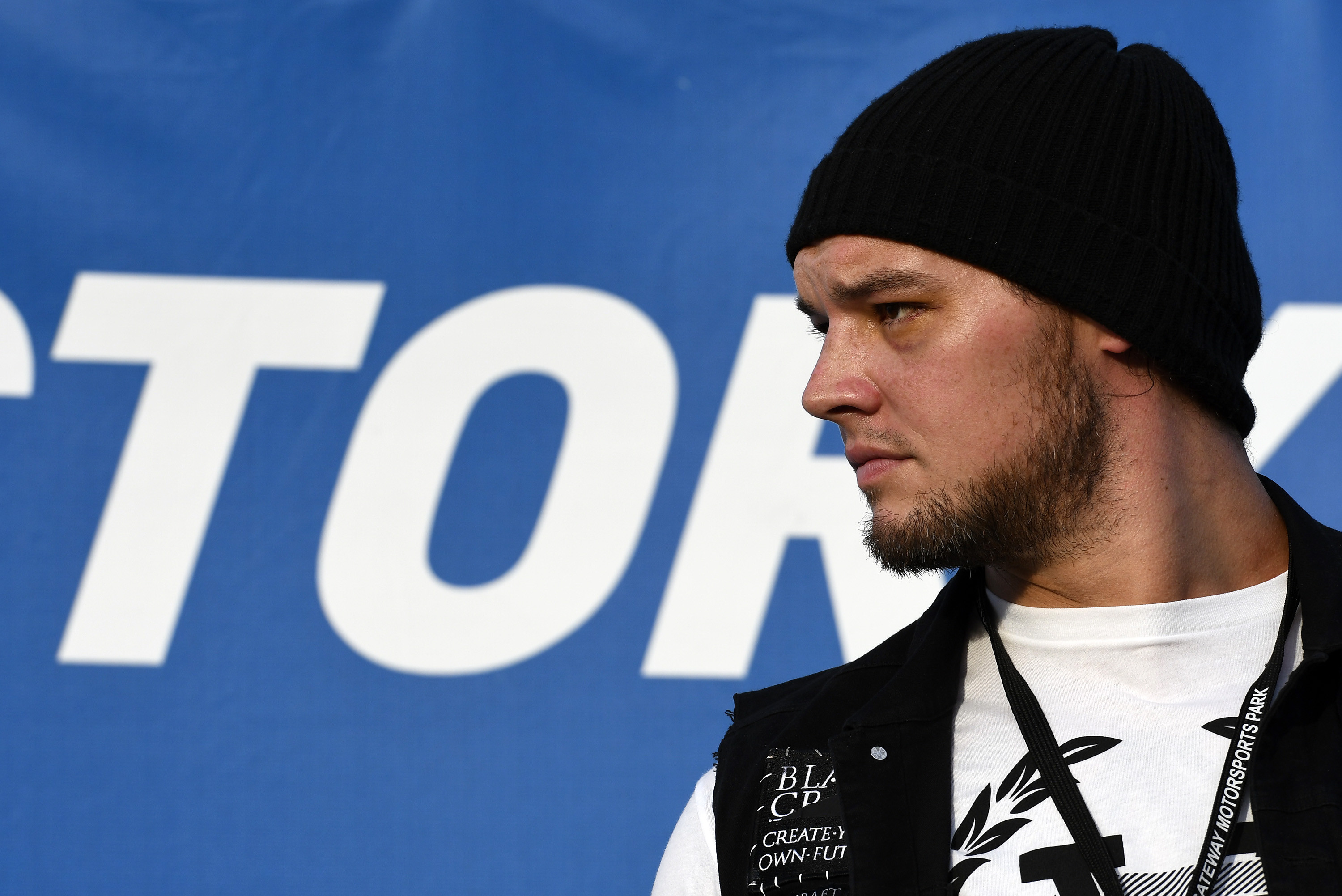 MADISON, IL - JUNE 17: WWE superstar Baron Corbin looks on during the per-race festivities for the NASCAR Camping World Truck Series Drivin' for Linemen 200 on June 17, 2017, at Gateway Motorsports Park in Madison, Illinois. (Photo by Michael Allio/Icon Sportswire via Getty Images)