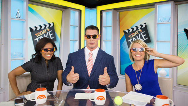 TODAY -- Pictured: Sheinelle Jones, John Cena and Dylan Dreyer on Monday, August 21, 2017 -- (Photo by: Nathan Congleton/NBC)