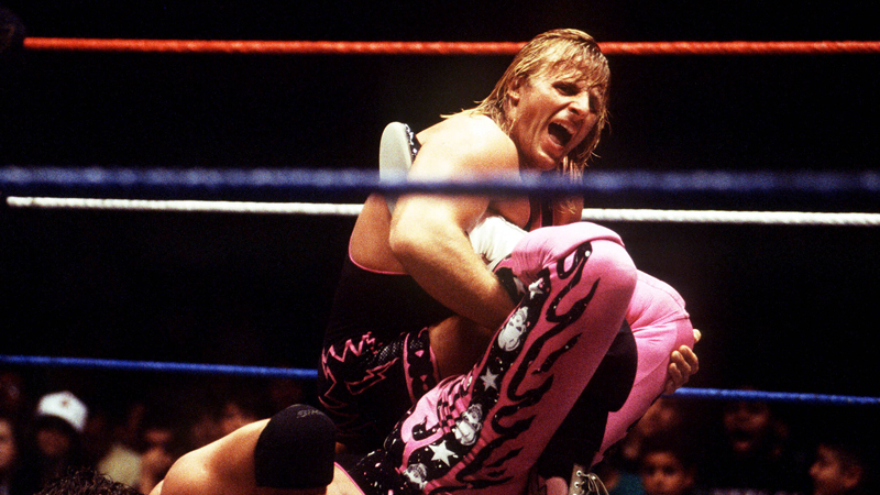 Canadian professional Wrestler Owen Hart, right, poses with