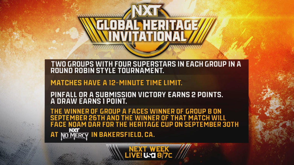 WWE Confirms Rules For NXT Global Heritage Invitational