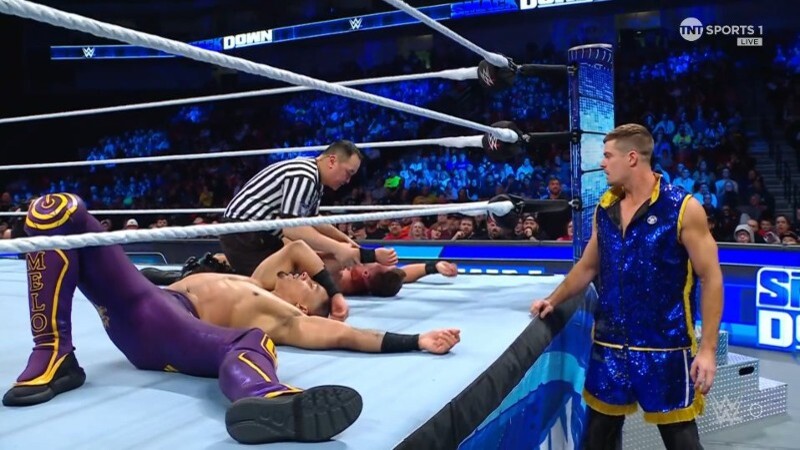 Match Between Carmelo Hayes And Austin Theory Ends Via Stoppage On SmackDown