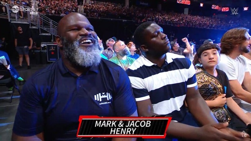 Mark Henry, Jacob Henry, And Candice Michelle Shown In The Crowd On WWE RAW